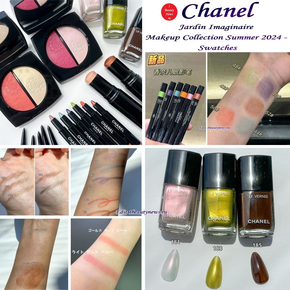 Свотчи летней коллекции макияжа Chanel Jardin Imaginaire Makeup Collection Summer 2024 - Swatches